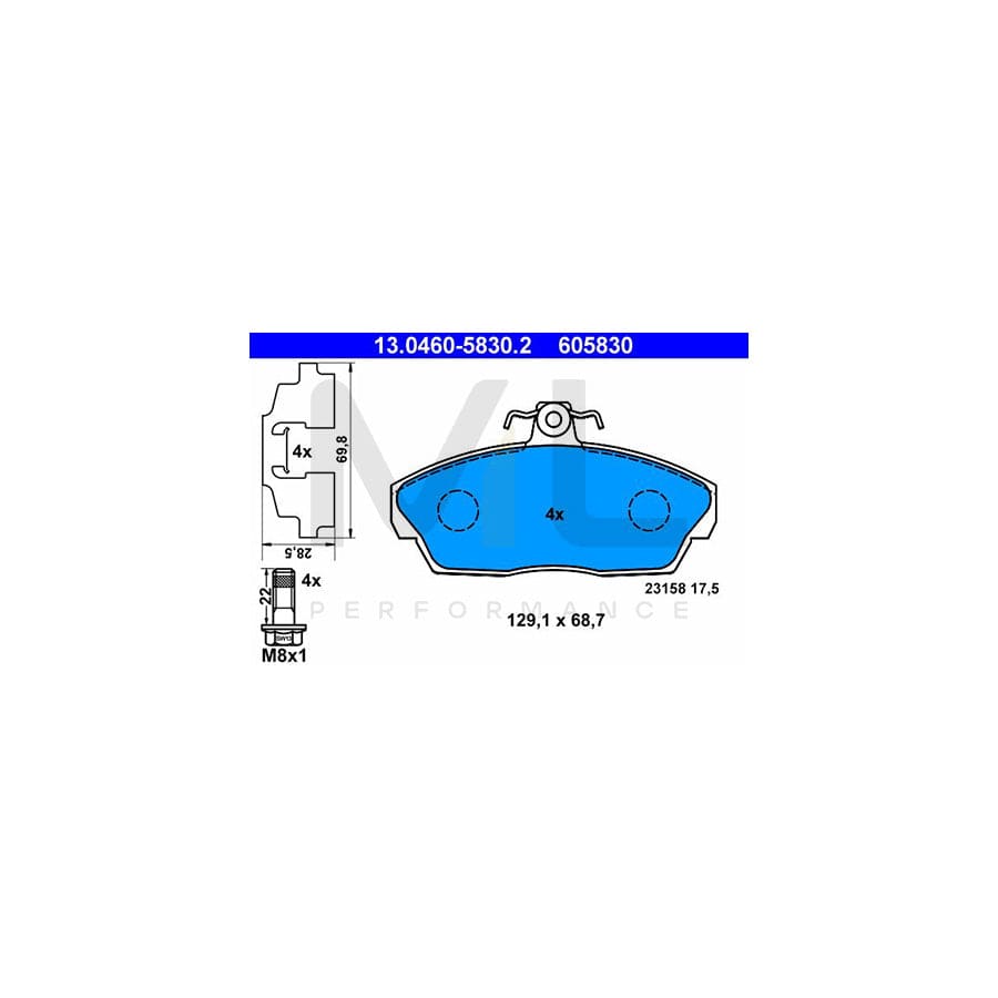 ATE 13.0460-5830.2 Brake pad set for LAND ROVER FREELANDER excl. wear warning contact, with brake caliper screws, with accessories