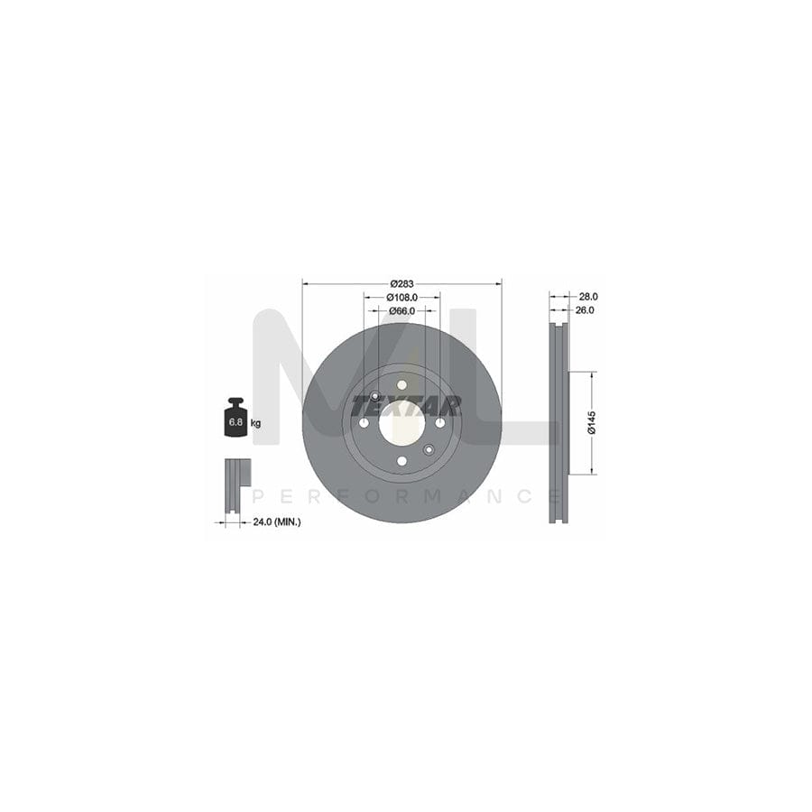 TEXTAR 92078700 Brake Disc Externally Vented, without wheel hub, without wheel studs | ML Performance Car Parts