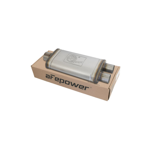  aFe 49M00018 3 IN ID Center/2-1/2 Dual-Outlet x 18 IN L x 9 IN W x 4 IN H - Oval Body Muffler  | ML Performance US Car Parts
