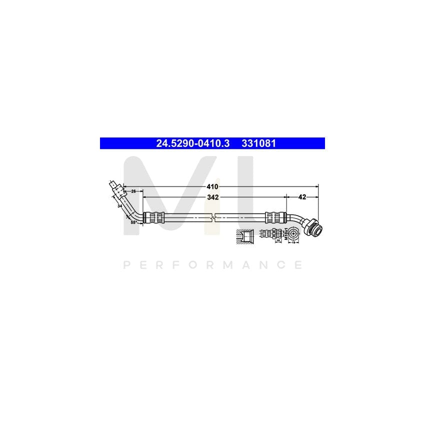 ATE 24.5290-0410.3 Brake Hose for NISSAN Terrano II Off-Road (R20) 410mm, M10x1