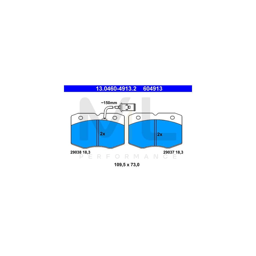 ATE 13.0460-4913.2 Brake pad set incl. wear warning contact