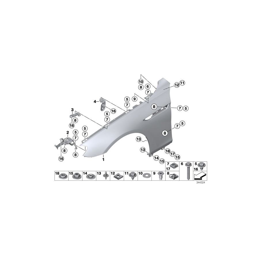 Genuine BMW 41357230579 F12 F06 F13 Side Panel Bracket, Front Left 2 (Inc. 650i, M6 & 650iX 4.0) | ML Performance US