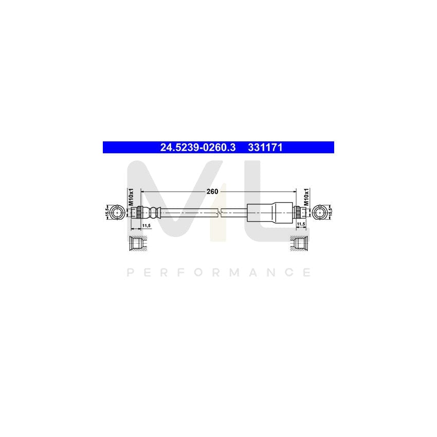 ATE 24.5239-0260.3 Brake Hose 260mm