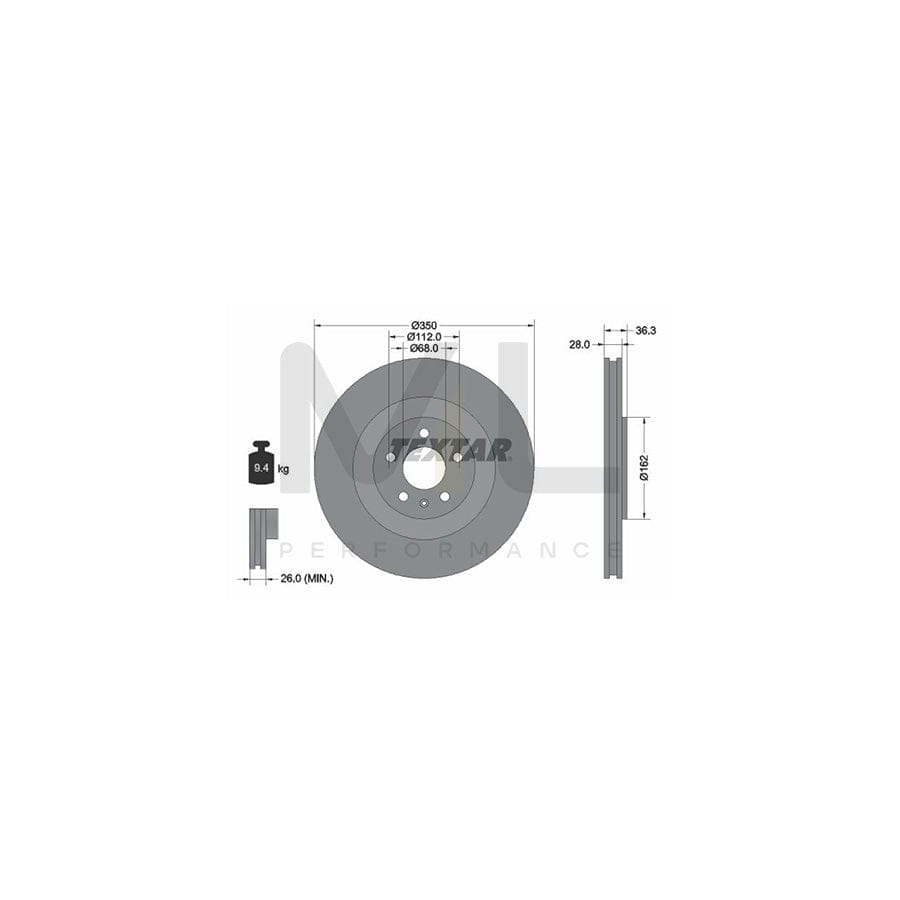 TEXTAR PRO+ 92290405 Brake Disc Internally Vented, Coated, High-carbon, without wheel hub, without wheel studs | ML Performance Car Parts