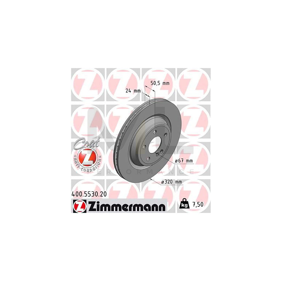 ZIMMERMANN COAT Z 400.5530.20 Brake Disc suitable for MERCEDES-BENZ SL Convertible (R231) Internally Vented, Coated, High-carbon  - 1 piece