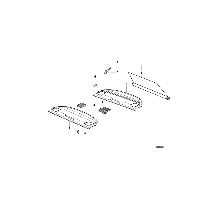 Genuine BMW 51468183444 E36 Rear Window Shelf GRAU (Inc. 325i, 328i & 318is) | ML Performance US Car Parts