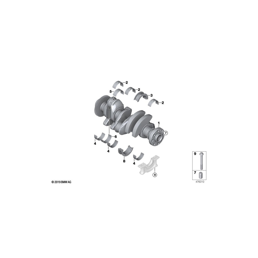 Genuine BMW 11218573913 F48 Main Bearing Shell, Brown 56,00MM (Inc. 216d, 116d ed & 114d) | ML Performance US Car Parts