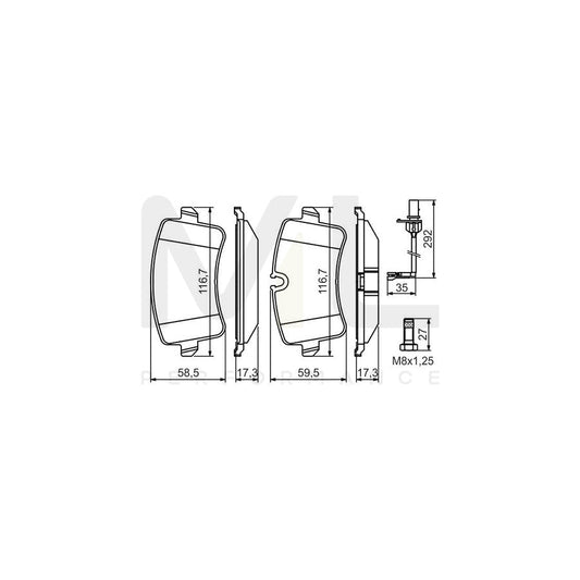 Bosch 0986494446 Brake Pad Set For Audi A8 D4 (4H2, 4H8, 4Hc, 4Hl) Incl. Wear Warning Contact, With Anti-Squeak Plate, With Bolts/Screws, With Mounting Manual BP1368 | ML Performance Car Parts