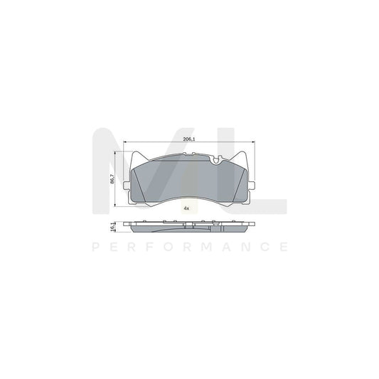 Bosch 0986424886 Brake Pad Set With Anti-Squeak Plate, With Mounting Manual BP2515 | ML Performance Car Parts