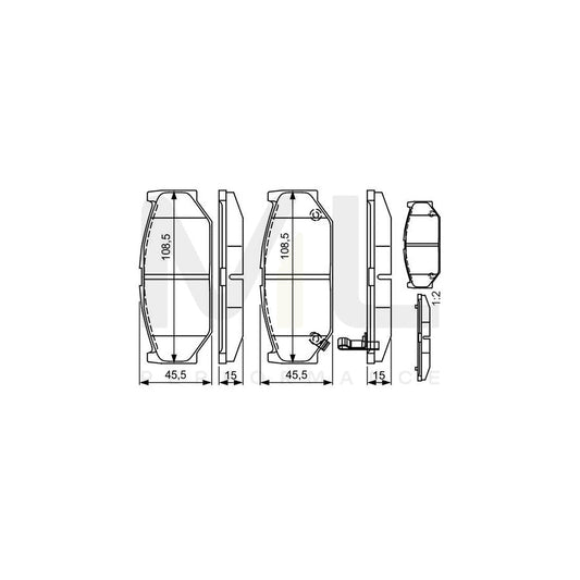 Bosch 0986495308 Brake Pad Set For Suzuki Swift With Acoustic Wear Warning, With Mounting Manual BP1597 | ML Performance Car Parts