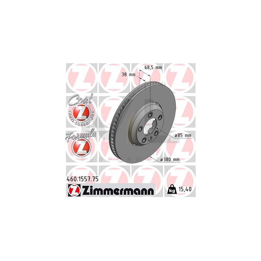 ZIMMERMANN 460.1557.75 Brake Disc for PORSCHE Cayenne (9PA) Two-piece brake disc, Vented, Coated, Alloyed / High-carbon
