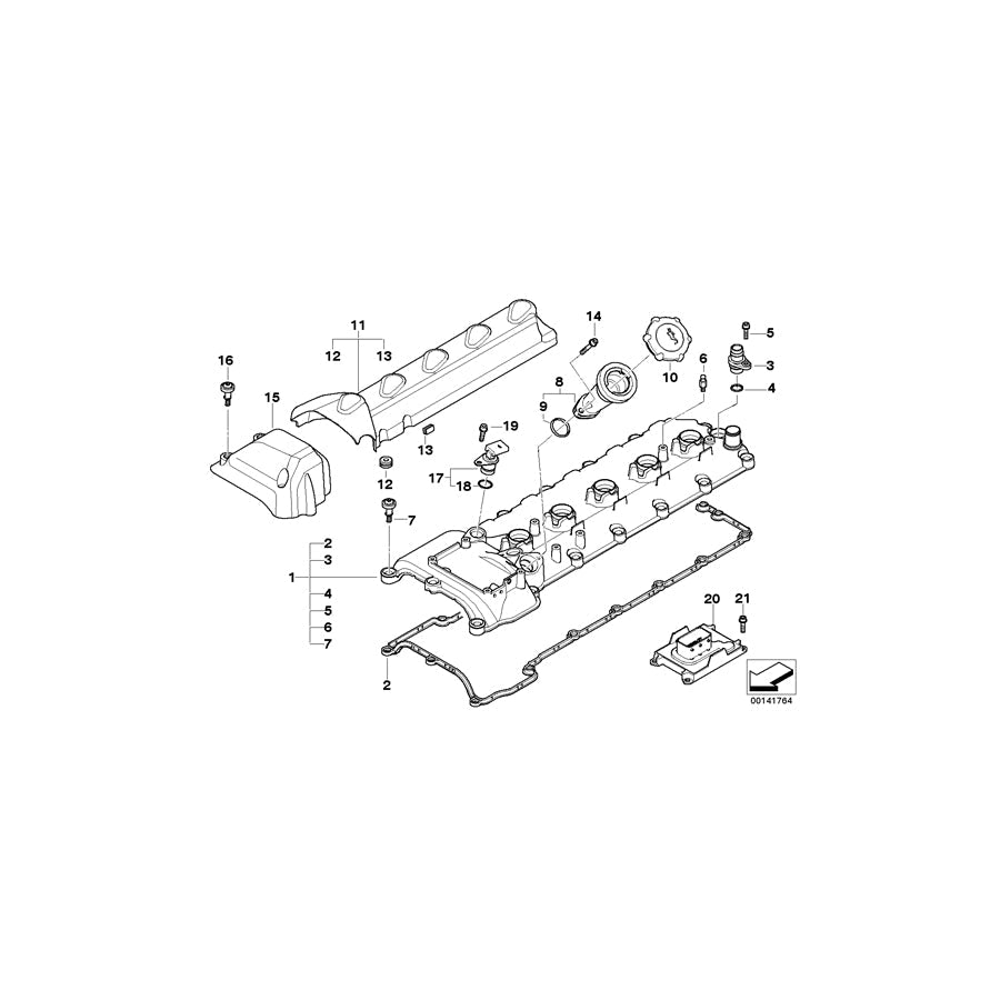 Genuine BMW 11127891022 E60 E63 E61 Cylinder Head Cover Zyl. 1-5 (Inc. M5 & M6) | ML Performance US Car Parts