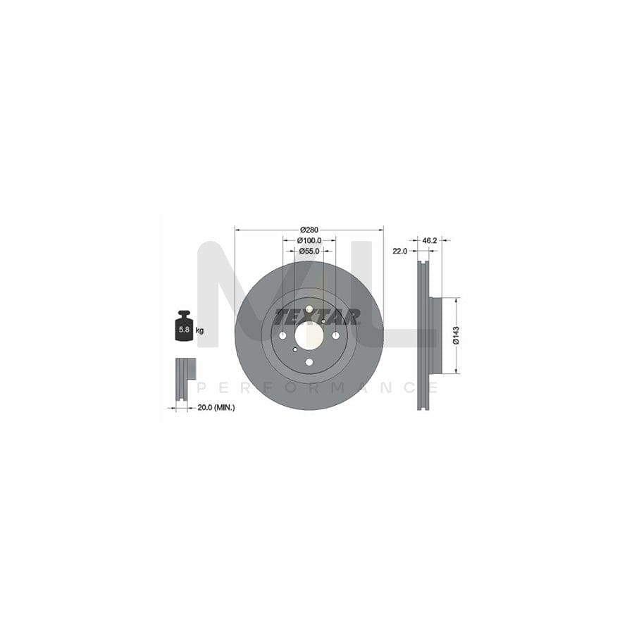 TEXTAR PRO 92287603 Brake Disc for TOYOTA YARIS Internally Vented, Coated, without wheel hub, without wheel studs | ML Performance Car Parts