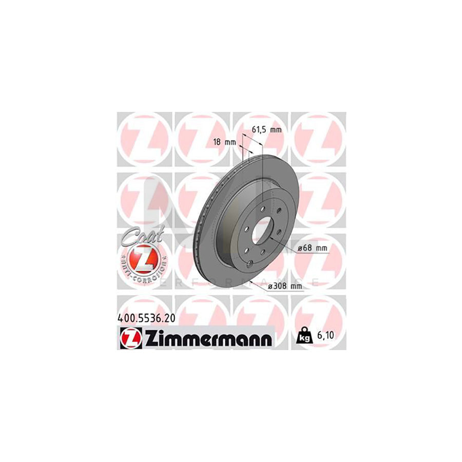 ZIMMERMANN 400.5536.20 Brake Disc suitable for MERCEDES-BENZ X-Class (470) Internally Vented, Coated, High-carbon  - 1 piece