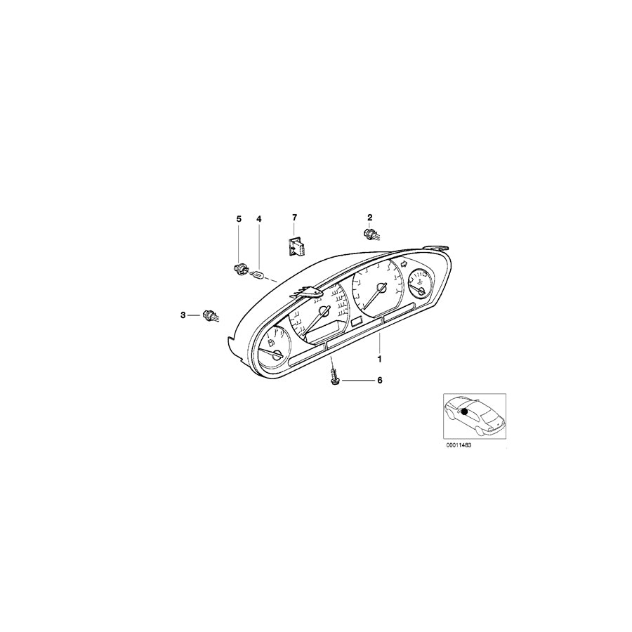 Genuine BMW 62118371581 E36 At-Instrument Cluster, Uncoded MPH (Inc. Z3 1.9) | ML Performance US Car Parts