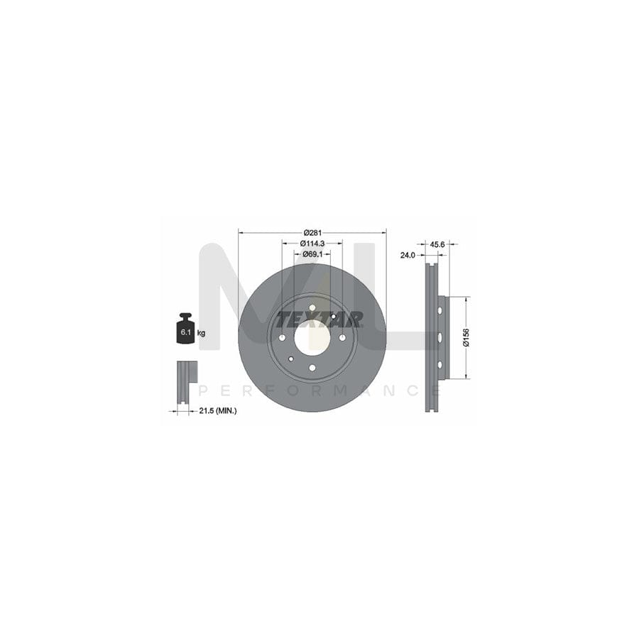 TEXTAR 92100400 Brake Disc Externally Vented, without wheel hub, without wheel studs | ML Performance Car Parts