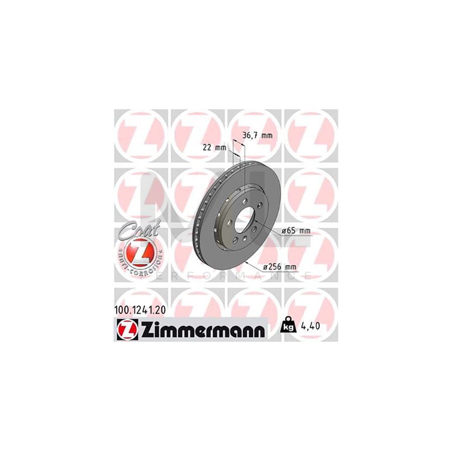 ZIMMERMANN COAT Z 100.1241.20 Brake Disc Externally Vented, Coated, High-carbon  - 1 piece