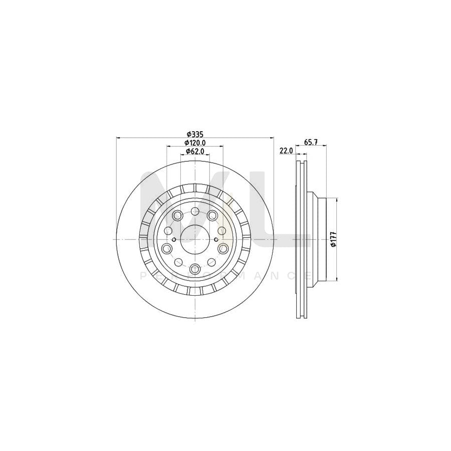 HELLA PRO 8DD 355 116-941 Brake Disc for LEXUS LS IV (XF40) Externally Vented, Coated, without wheel hub, without wheel studs