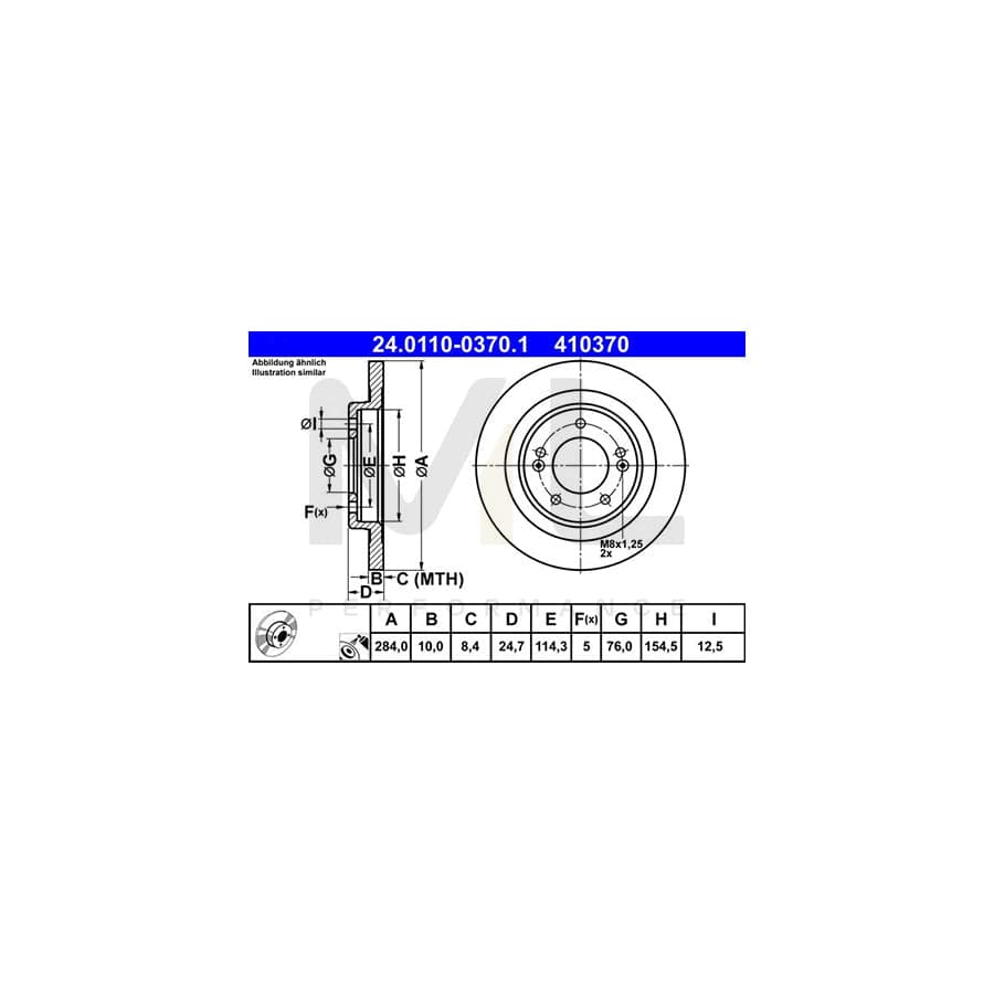 ATE 24.0110-0370.1 Brake Disc for HYUNDAI i40 Solid, Coated  - 1 piece