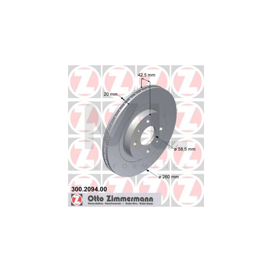 ZIMMERMANN 300.2094.00 Brake Disc Internally Vented  - 1 piece