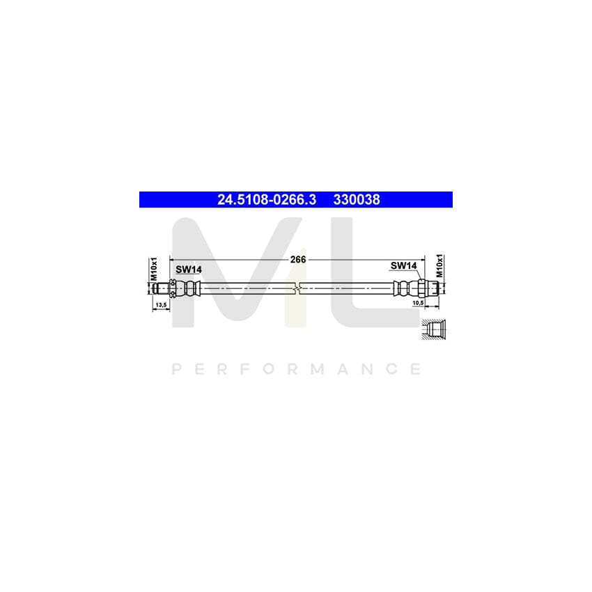 ATE 24.5108-0266.3 Brake Hose 266mm, M10x1