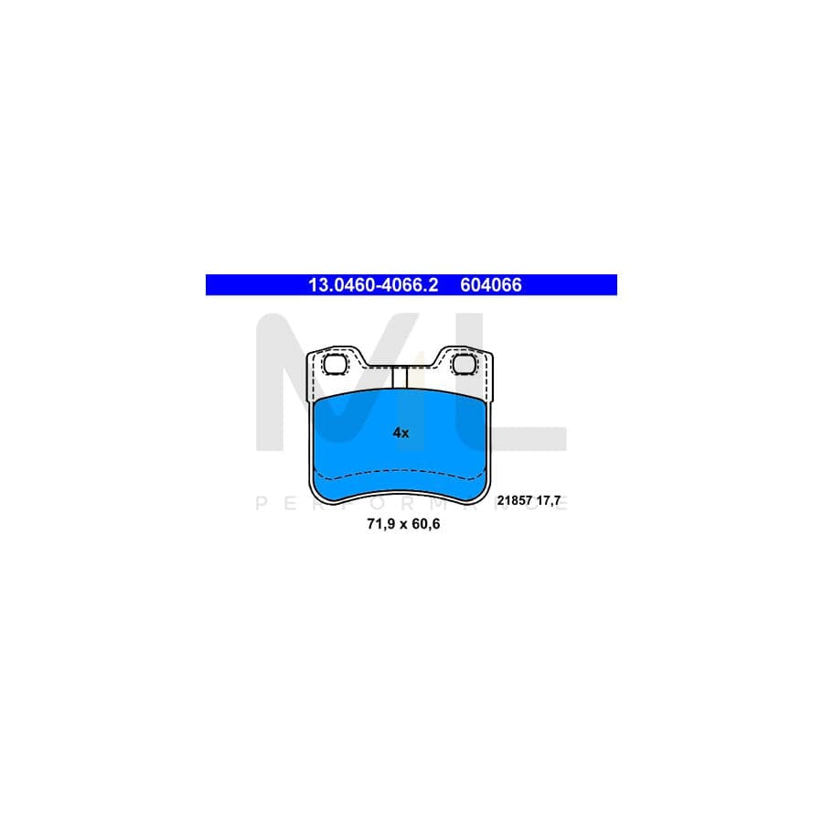 ATE 13.0460-4066.2 Brake pad set excl. wear warning contact, not prepared for wear indicator