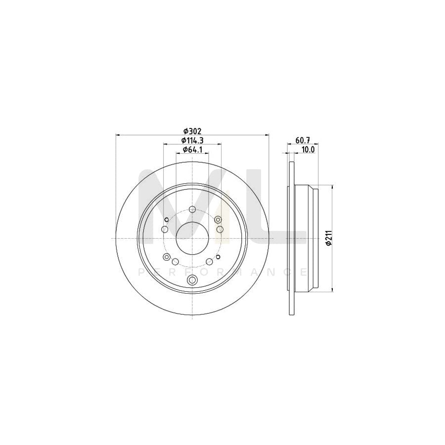 HELLA PRO 8DD 355 119-221 Brake Disc for HONDA CR-V Solid, Coated, without wheel hub, without wheel studs