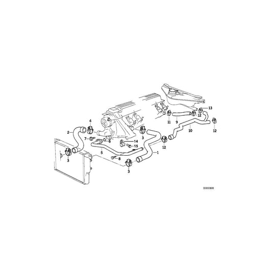 Genuine BMW 11532243660 E34 Water Hose (Inc. 525td & 525tds) | ML Performance US Car Parts