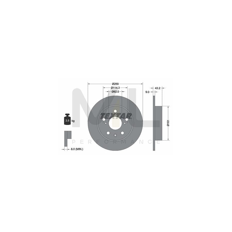 TEXTAR PRO 92268403 Brake Disc Solid, Coated, without wheel hub, without wheel studs | ML Performance Car Parts
