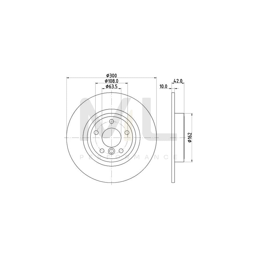 HELLA 8DD 355 132-391 Brake Disc Solid, Coated, without wheel hub, without wheel studs