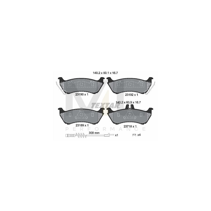TEXTAR 2319002 Brake pad set suitable for MERCEDES-BENZ ML-Class (W163) prepared for wear indicator, with accessories | ML Performance Car Parts