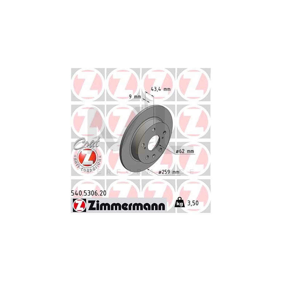 ZIMMERMANN COAT Z 540.5306.20 Brake Disc Solid, Coated  - 1 piece