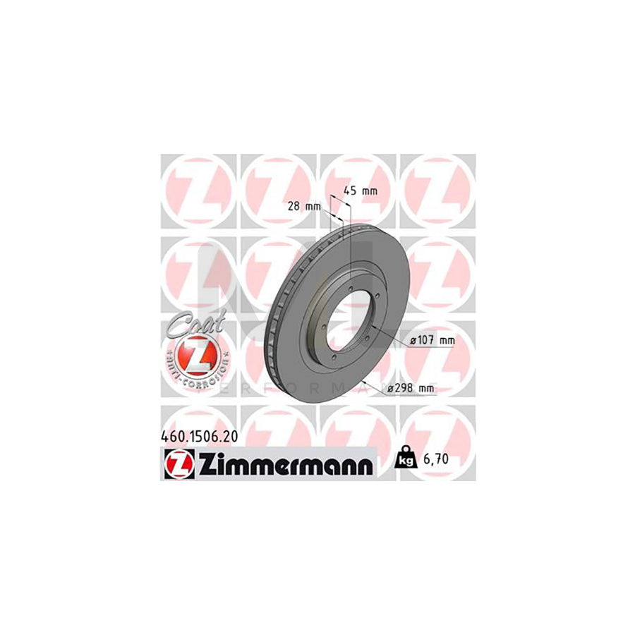 ZIMMERMANN COAT Z 460.1506.20 Brake Disc for PORSCHE 944 Coupe Internally Vented, Coated  - 1 piece