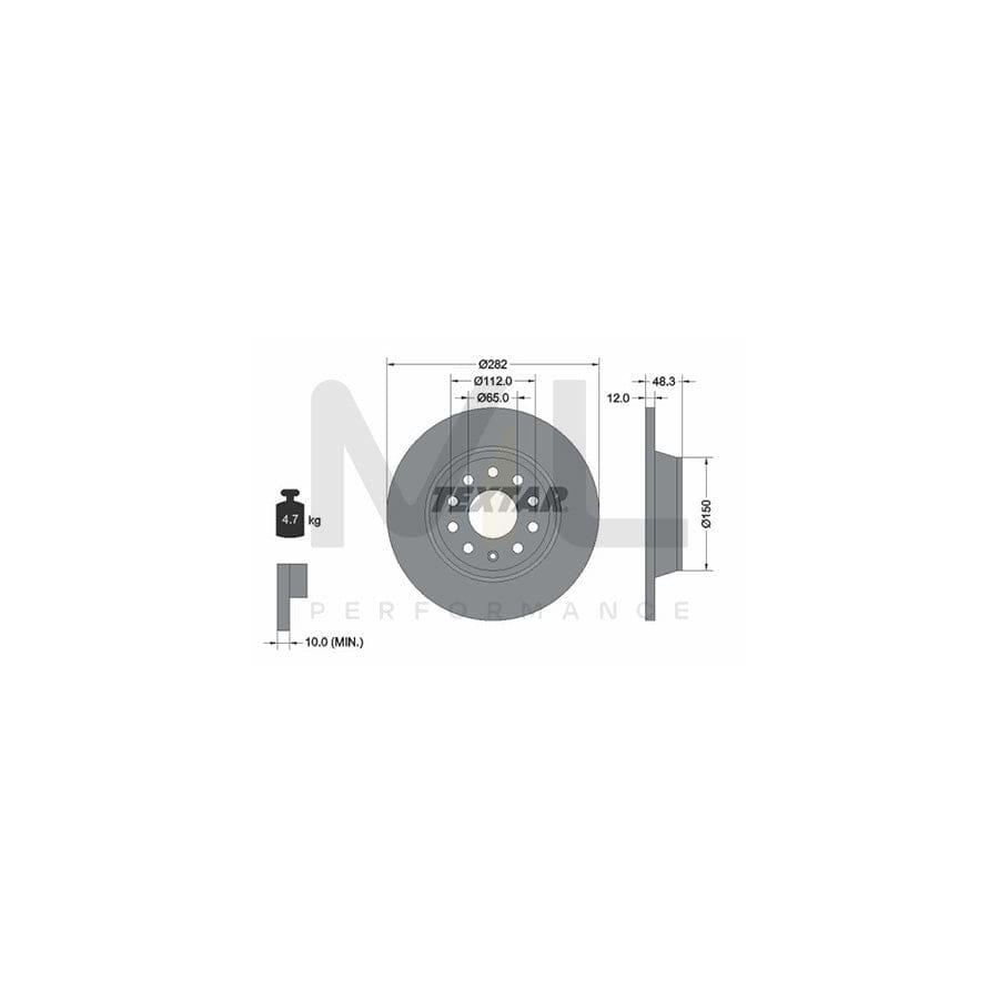 TEXTAR 92140800 Brake Disc Solid, without wheel hub, without wheel studs | ML Performance Car Parts