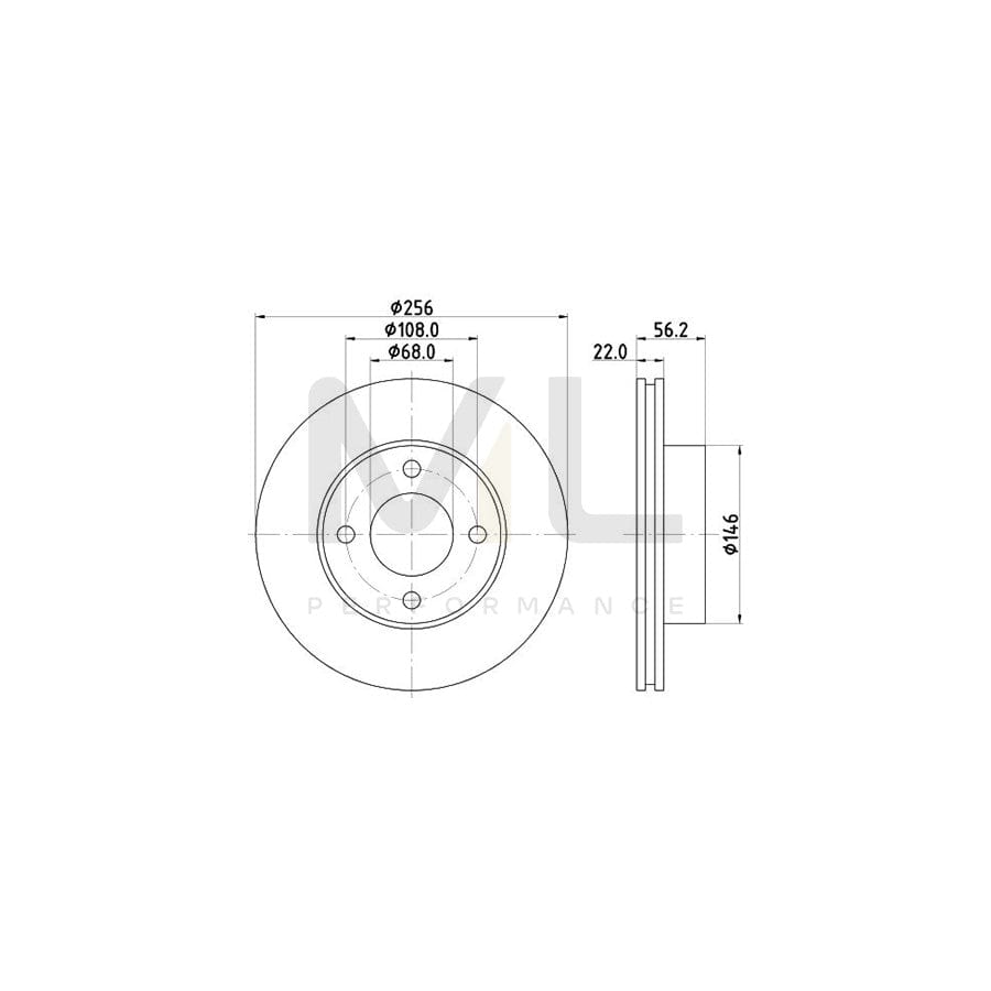 HELLA 8DD 355 102-431 Brake Disc Internally Vented, without wheel hub, without wheel studs