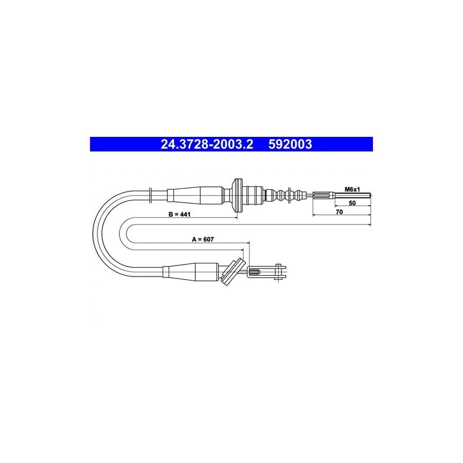 ATE 24.3728-2003.2 Clutch Cable for Suzuki Swift II Hatchback (Ea, Ma)