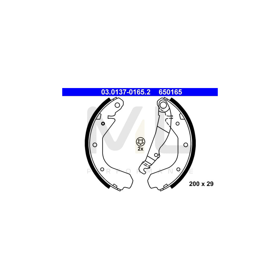 ATE 03.0137-0165.2 Brake Shoe Set with lever