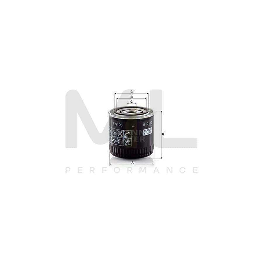 MANN-FILTER W 9100 Oil Filter Spin-on Filter