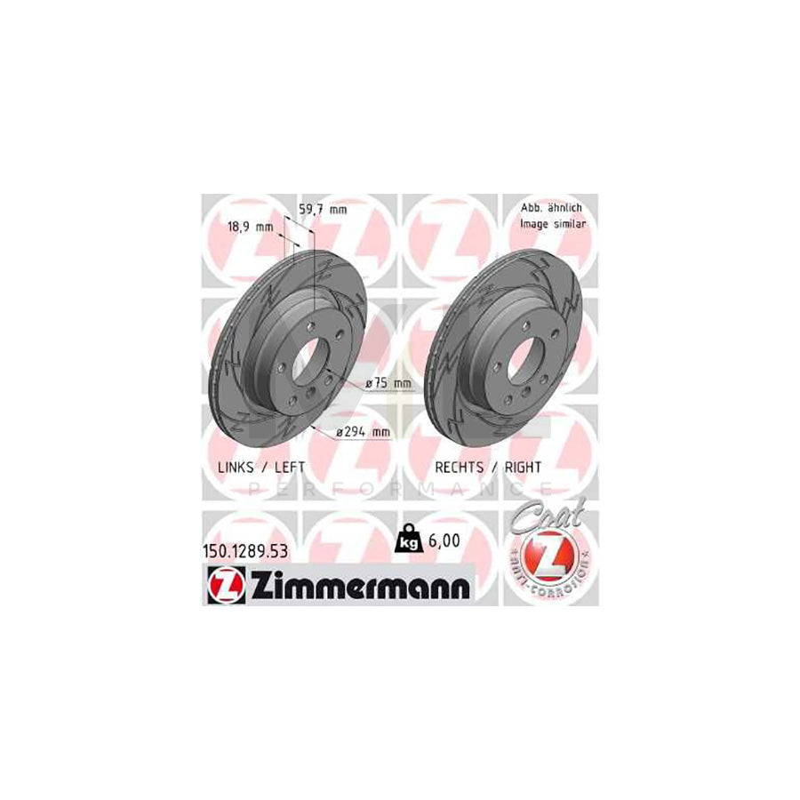 ZIMMERMANN BLACK Z 150.1289.53 Brake Disc for BMW 3 Series Externally Vented, Slotted, Coated, High-carbon  - 1 piece