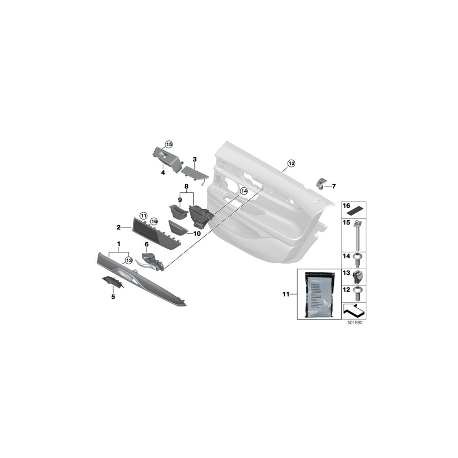 Genuine BMW 51427457543 G12 G11 Insert For Ashtray, Door, Rear Left (Inc. M760LiX, 740dX & 740LeX) | ML Performance US Car Parts