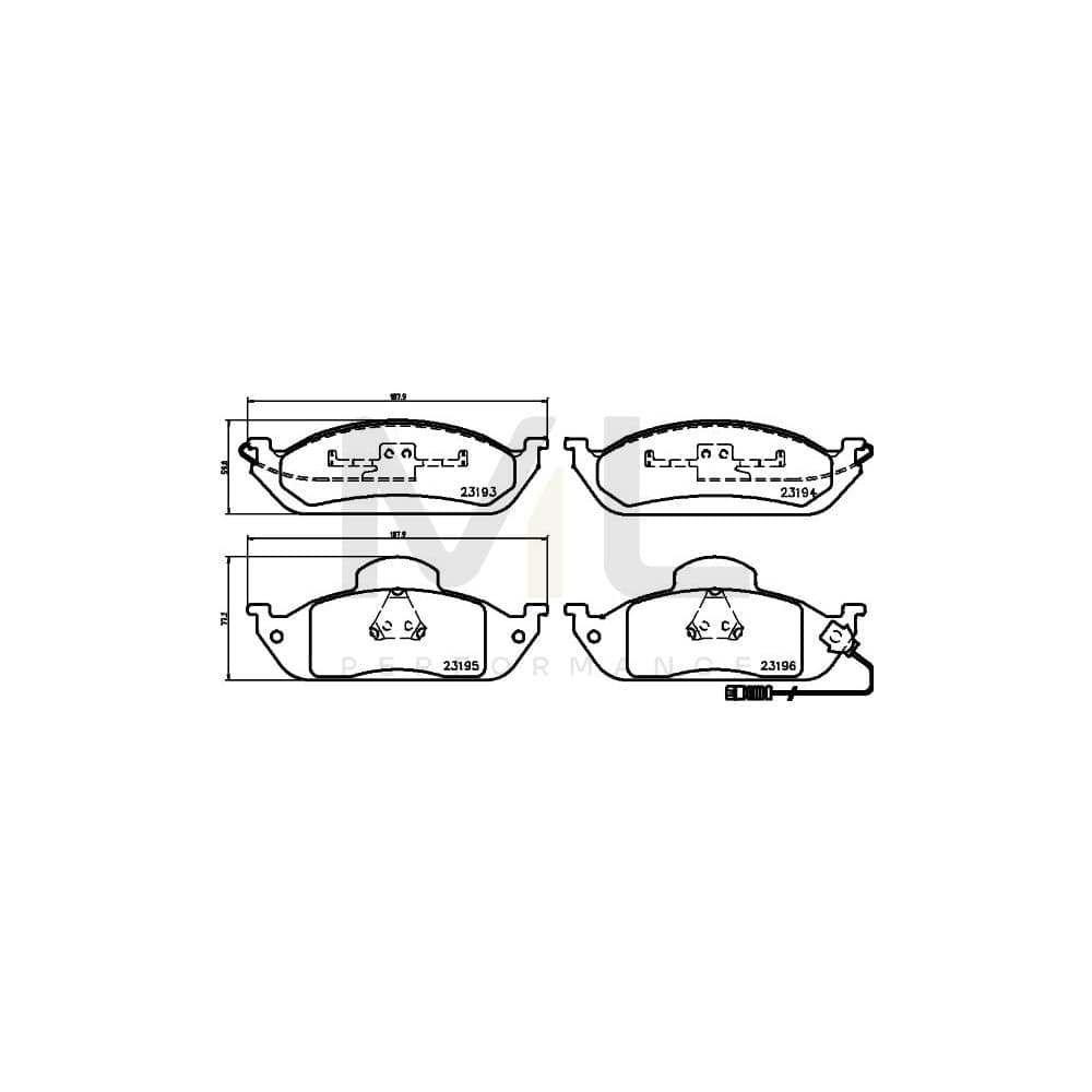 Hella 8DB 355 008-661 Brake Pad Set Suitable For Mercedes-Benz Ml-Class (W163) Incl. Wear Warning Contact, With Accessories