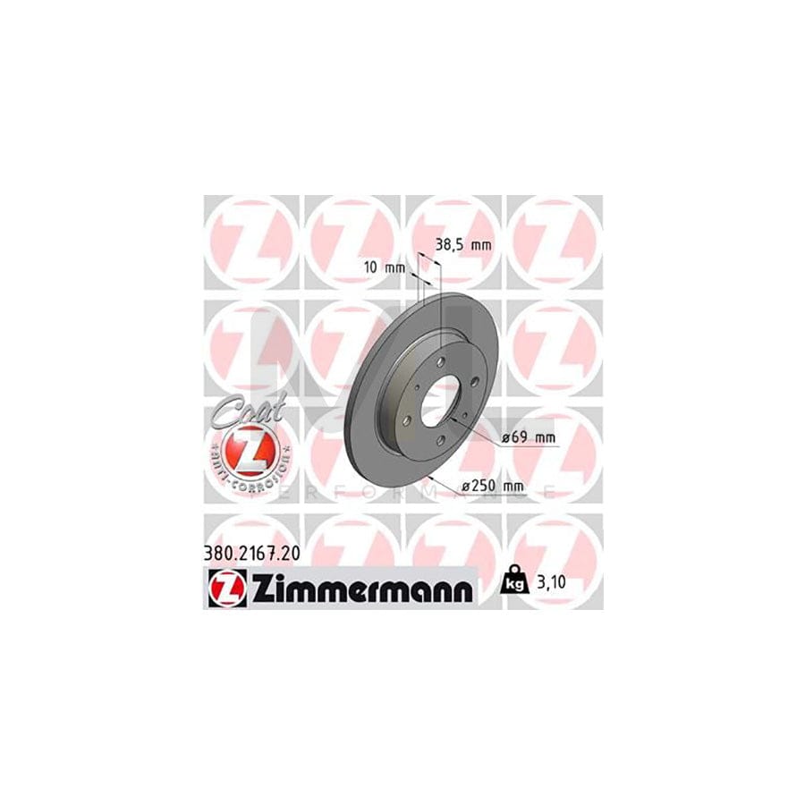 ZIMMERMANN COAT Z 380.2167.20 Brake Disc Solid, Coated  - 1 piece