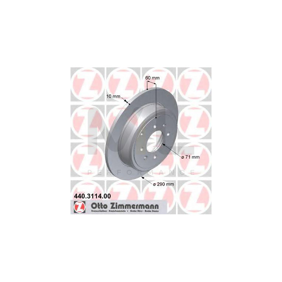 ZIMMERMANN 440.3114.00 Brake Disc for PEUGEOT 406 Solid  - 1 piece