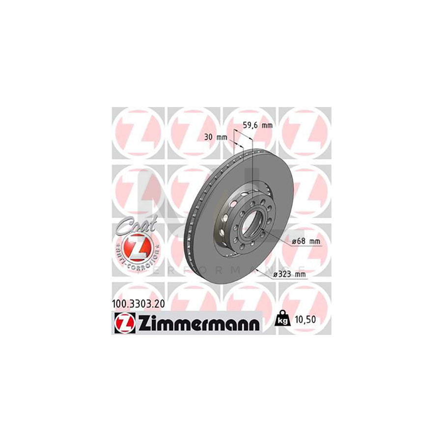 ZIMMERMANN COAT Z 100.3303.20 Brake Disc Externally Vented, Coated, High-carbon  - 1 piece