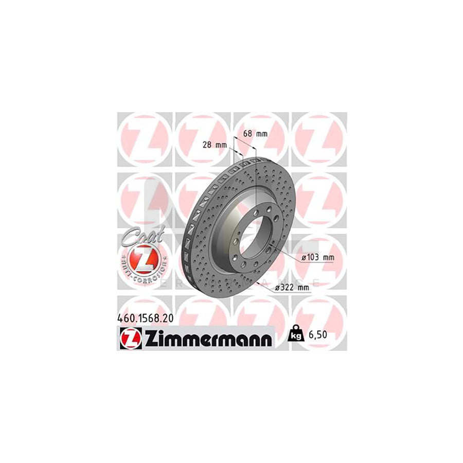 ZIMMERMANN COAT Z 460.1568.20 Brake Disc Internally Vented, Perforated, Coated