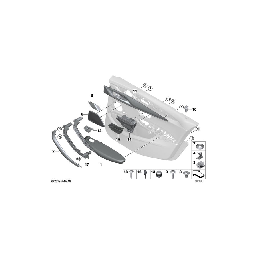 Genuine BMW 51427489299 G30 G31 Armrest, Rear Left SCHWARZ (Inc. 530eX, 518d & 540i) | ML Performance US Car Parts
