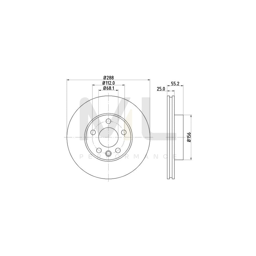 HELLA PRO 8DD 355 104-481 Brake Disc Internally Vented, Coated, without wheel hub, without wheel studs