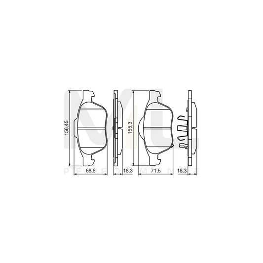 Bosch 0986494485 Brake Pad Set For Toyota Avensis With Acoustic Wear Warning, With Anti-Squeak Plate, With Piston Clip BP1406 | ML Performance Car Parts