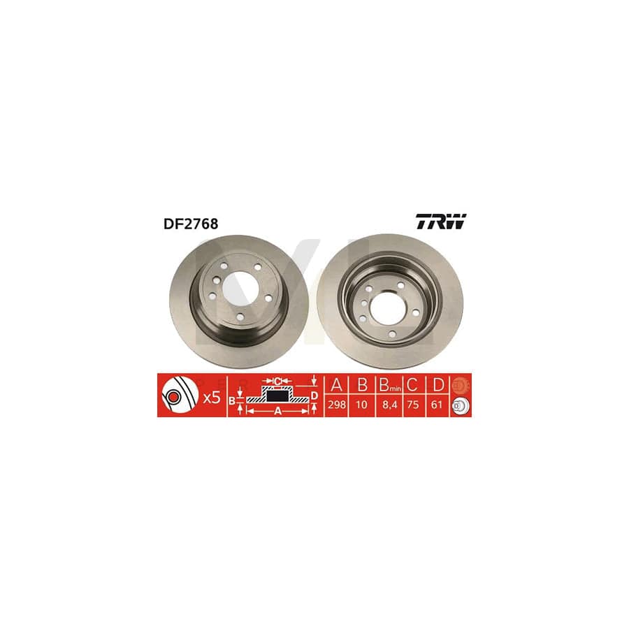TRW DF2768 Brake Disc for BMW 5 Saloon (E39) Solid, Painted, High-carbon | ML Performance Car Parts