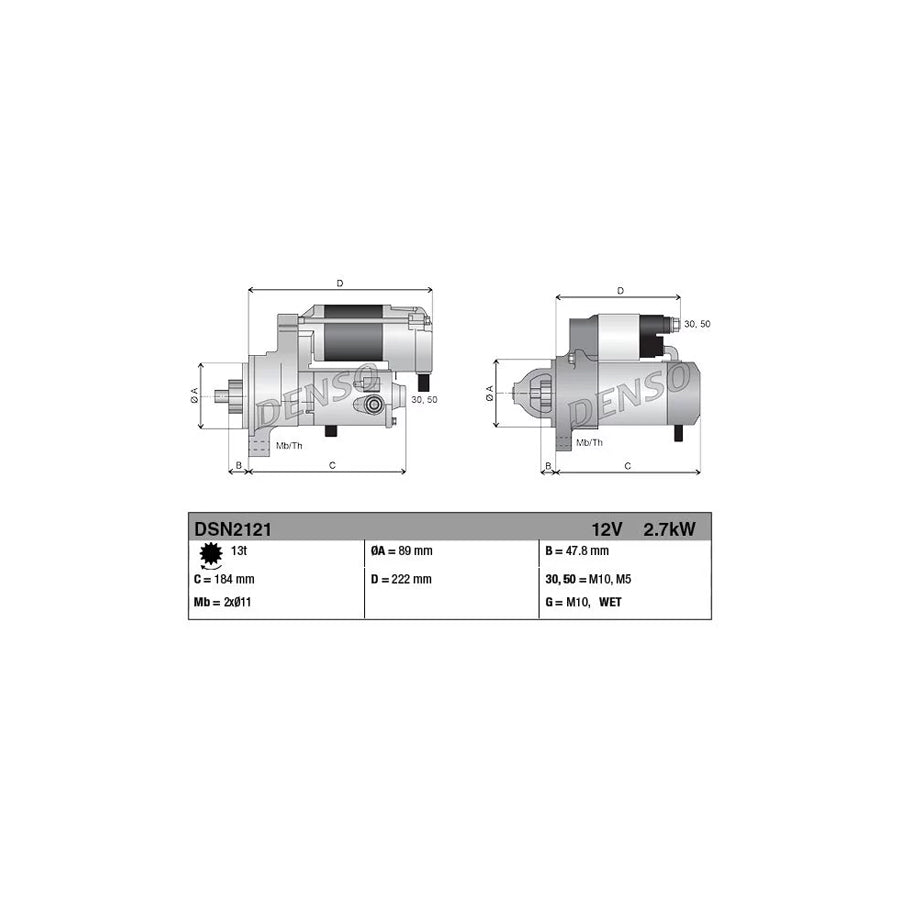 DENSO DSN2121 Starter Motor